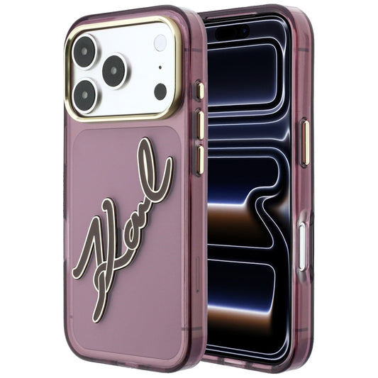 Ovitek za Apple iPhone 18 Pro Max / 17 Pro Max, Karl Lagerfeld, IML Big Signature Resin Logo Metal Frame, Vijolično rdeča
