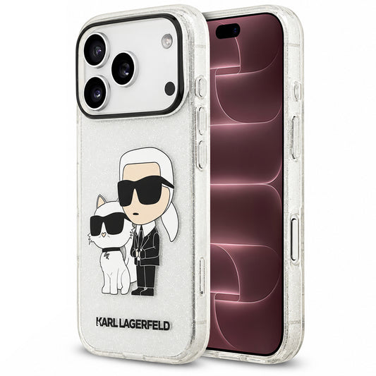 Ovitek za Apple iPhone 18 Pro Max / 17 Pro Max, Karl Lagerfeld, IML Glitter Karl and Choupette NFT, prozoren