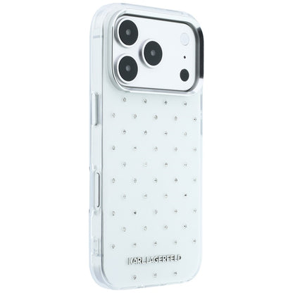 Ovitek za Apple iPhone 18 Pro Max / 17 Pro Max, Karl Lagerfeld, IML kristali in elektroplatiniran logotip, bel