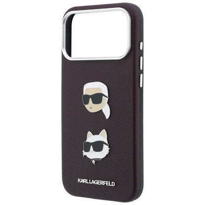 Etui za Apple iPhone 18 Pro Max / 17 Pro Max, Karl Lagerfeld, Saffiano Crossbody Karl & Choupette Head's Pins Logo, bordo