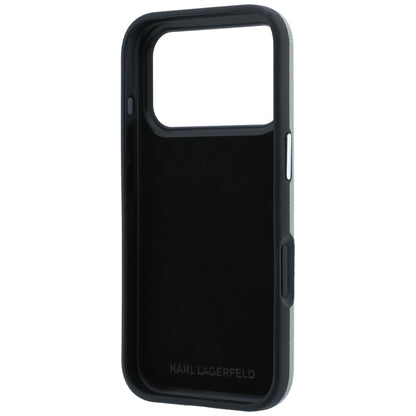 Ovitek za Apple iPhone 18 Pro Max / 17 Pro Max, Karl Lagerfeld, Saffiano z značko z glavama Karla in Choupette ter logotipom, siv