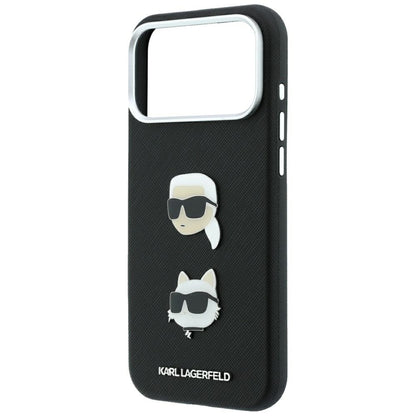 Ovitek za Apple iPhone 18 Pro Max / 17 Pro Max, Karl Lagerfeld, Saffiano s Karl & Choupette zatičem in logotipom, črn
