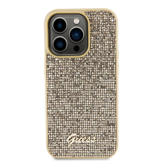 Ovitek za Apple iPhone 15 Pro, Guess, PU Square Mirror Script Logo, Zlat GUHCP15LPMSDGSD