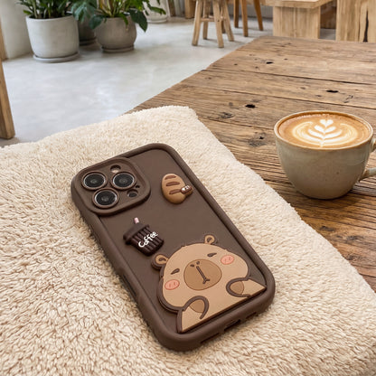 Case for Apple iPhone 16, OEM, Ultra Trendy 3D Capybara, Brown