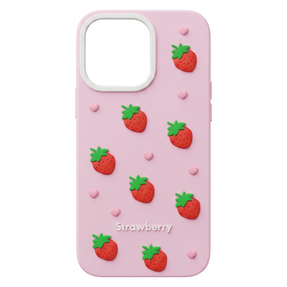 Case for Apple iPhone 15 / 14 / 13, OEM, Strawberry, Pink