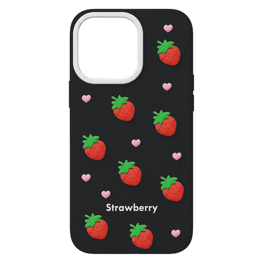 Ovitek za Apple iPhone 15 Pro / 14 Pro, OEM, Strawberry, Črn