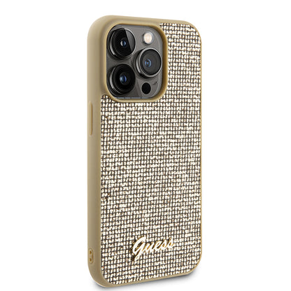 Ovitek za Apple iPhone 15 Pro, Guess, PU Square Mirror Script Logo, Zlat GUHCP15LPMSDGSD