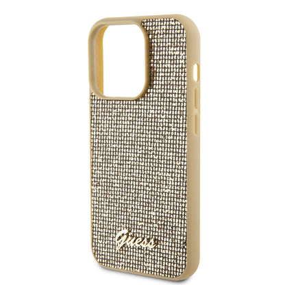 Ovitek za Apple iPhone 15 Pro, Guess, PU Square Mirror Script Logo, Zlat GUHCP15LPMSDGSD