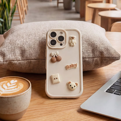Ovitek za Apple iPhone 14, OEM, Ultra Trendy 3D Bear, Bež