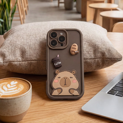 Case for Apple iPhone 16, OEM, Ultra Trendy 3D Capybara, Brown