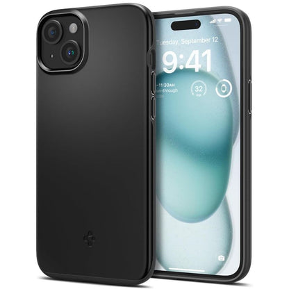 Ovitek za Apple iPhone 15, Spigen, Thin Fit, Črn ACS06776