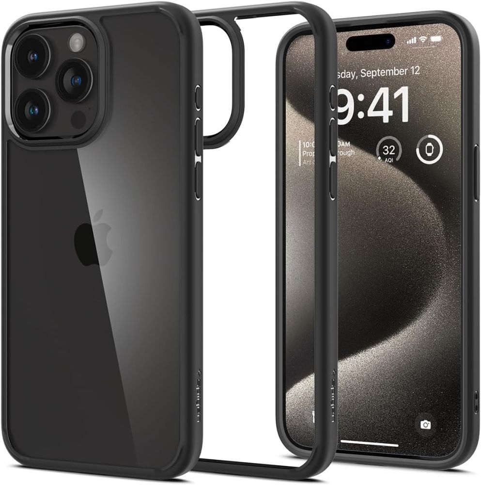 Case for Apple iPhone 15 Pro Max, Spigen, Ultra Hybrid, Matte Black ACS06570
