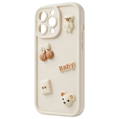 Ovitek za Apple iPhone 14, OEM, Ultra Trendy 3D Bear, Bež