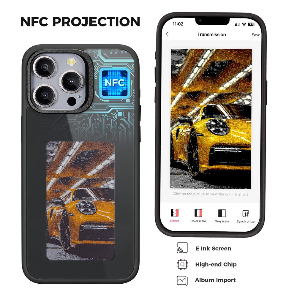 Ovitek za Apple iPhone 13 Pro Max, OEM, Prilagojen E-Ink zaslon, Črn