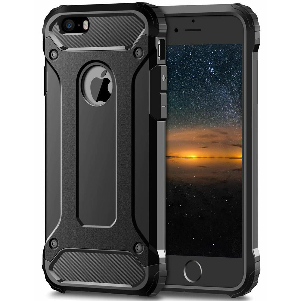 Ovitek za Apple iPhone SE (2016) / 5 / 5s, Techsuit, Hybrid Armor, Črn