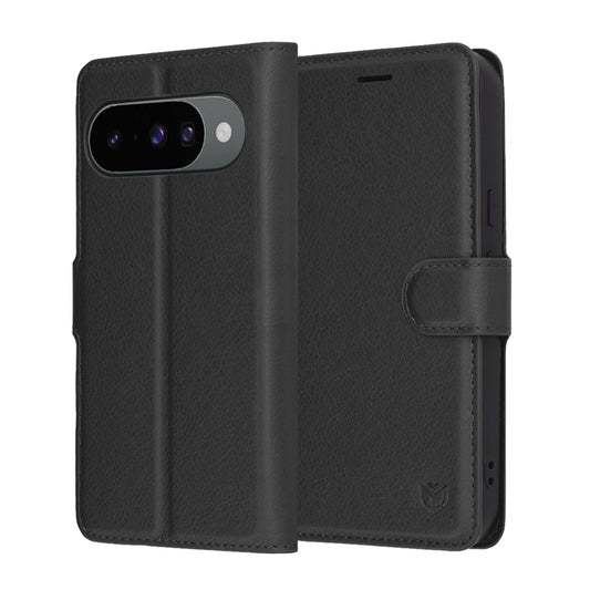 Ovitek za Google Pixel 10 Pro / 10, Techsuit, usnjeni folio, črn