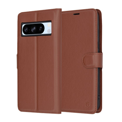 Ovitek za Google Pixel 8 Pro, Techsuit, usnjeni folio, rjav