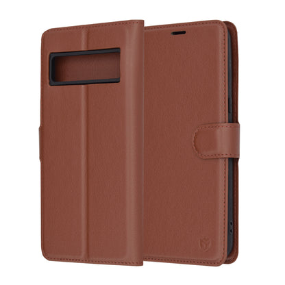 Ovitek za Google Pixel 8 Pro, Techsuit, usnjeni folio, rjav