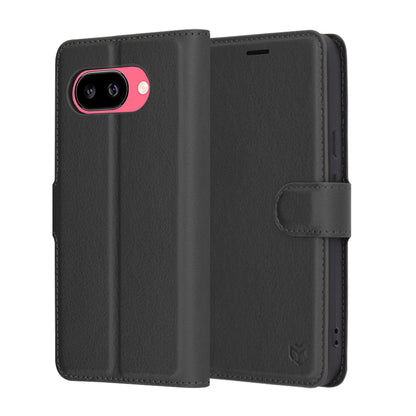 Ovitek za Google Pixel 9a, Techsuit, usnjeni folio, črn