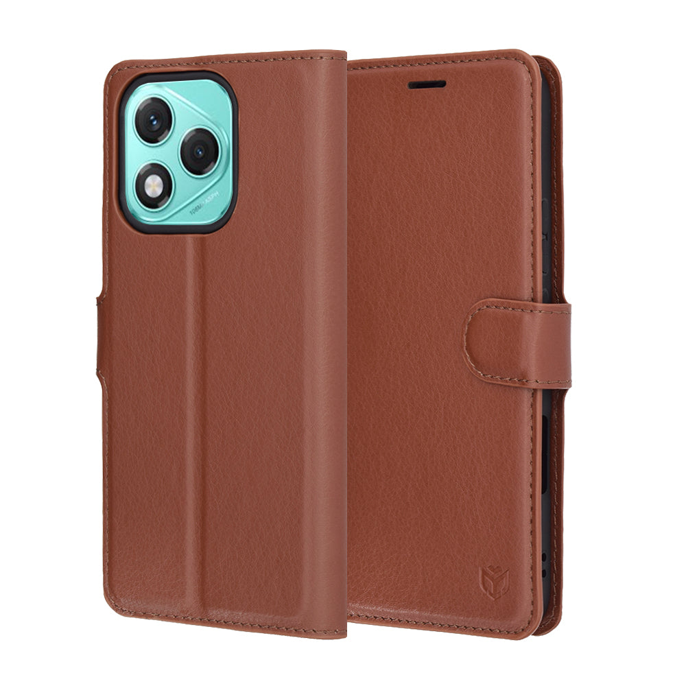 Ovitek za Honor 400 Lite, Techsuit, usnjeni folio, rjav