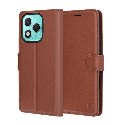 Ovitek za Honor 400 Lite, Techsuit, usnjeni folio, rjav