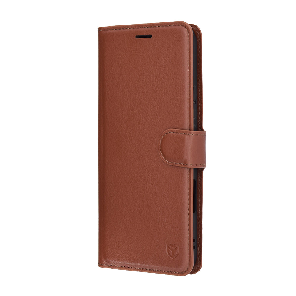 Ovitek za Honor 400 Lite, Techsuit, usnjeni folio, rjav