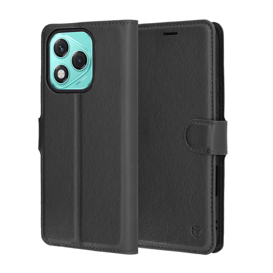 Ovitek za Honor 400 Lite, Techsuit, usnjeni folio, črn