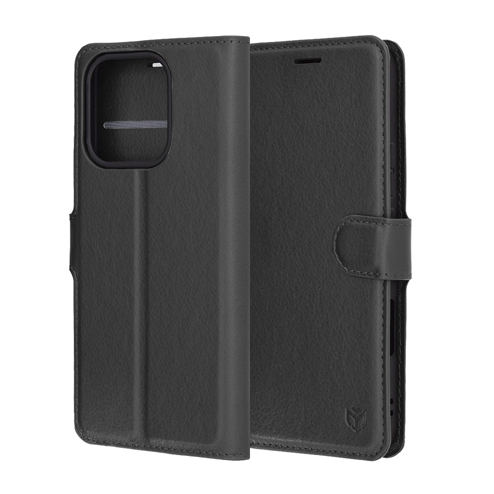 Ovitek za Honor 400 Lite, Techsuit, usnjeni folio, črn