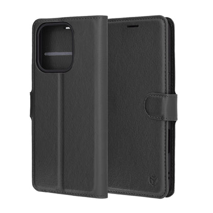 Ovitek za Honor 400 Lite, Techsuit, usnjeni folio, črn