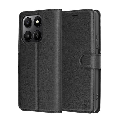 Ovitek za Honor 400 Smart 4G / X7d 4G / 400 Smart 5G, Techsuit, usnjen folio, črn