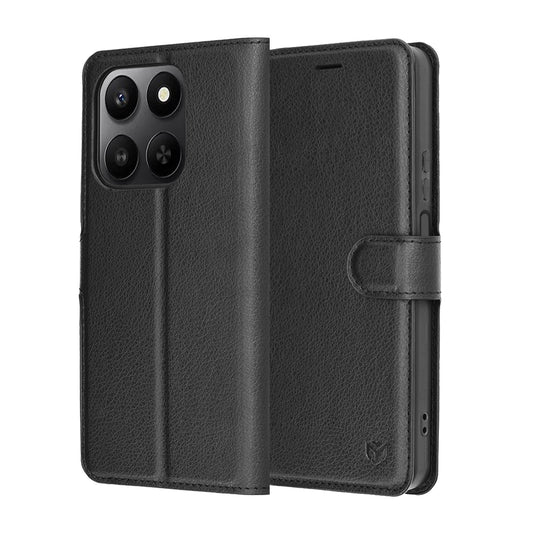 Ovitek za Honor 400 Smart 4G / X7d 4G / 400 Smart 5G, Techsuit, usnjen folio, črn