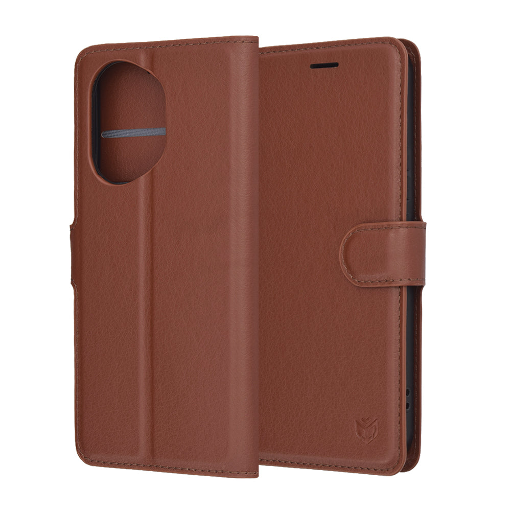 Ovitek za Honor 400, Techsuit, usnjeni folio, rjav