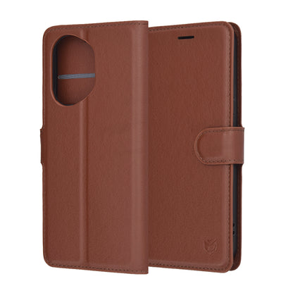 Ovitek za Honor 400, Techsuit, usnjeni folio, rjav