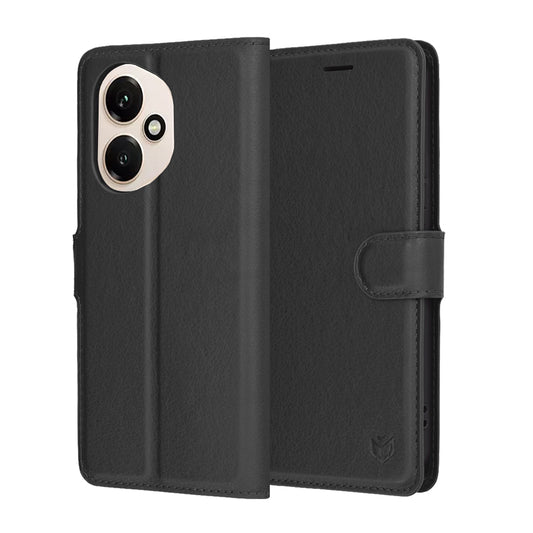 Ovitek za Honor 400, Techsuit, usnjeni folio, črn