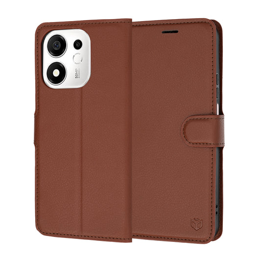 Ovitek za Honor 600 Smart, Techsuit, usnjen folio, rjav