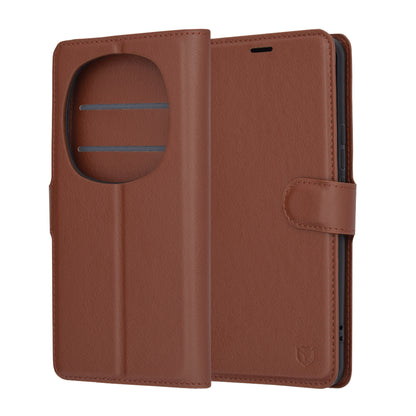 Ovitek za Honor Magic6 Pro, Techsuit, usnjeni folio, rjav