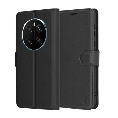 Ovitek za Honor Magic7 Pro, Techsuit, usnjeni folio, črn