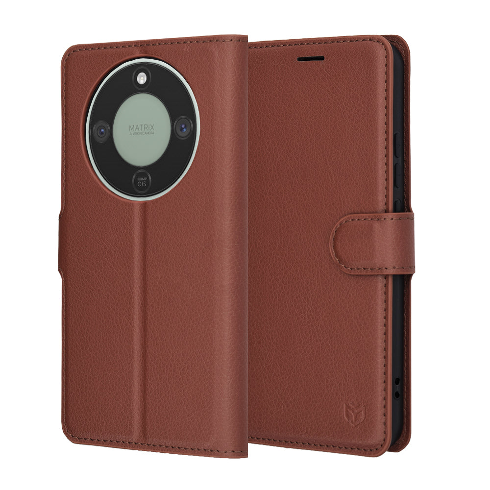 Ovitek za Honor Magic8 Lite, Techsuit, Leather Folio, rjava