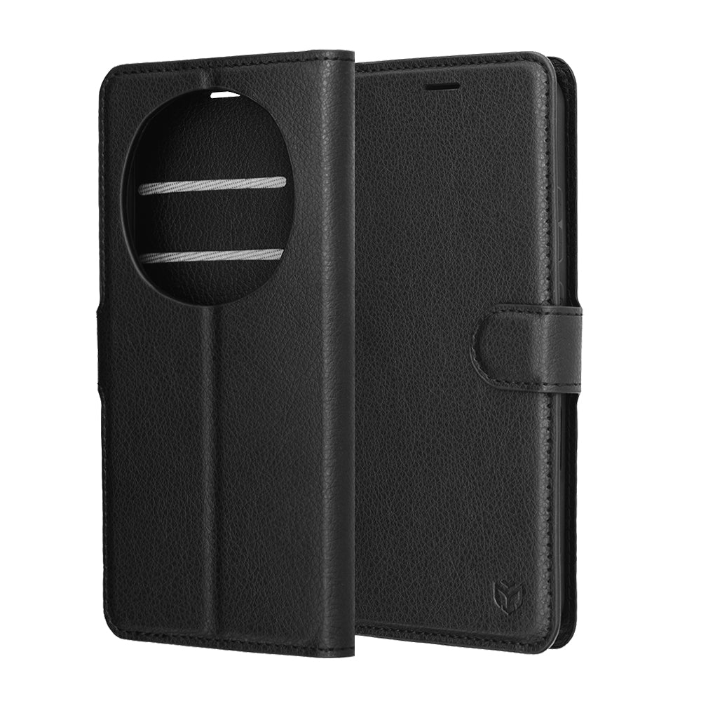 Ovitek za Honor Magic8 Pro, Techsuit, usnjen folio, črn