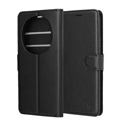 Ovitek za Honor Magic8 Pro, Techsuit, usnjen folio, črn