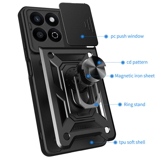 Ovitek za Honor X7c / 200 Smart, Techsuit, CamShield, Črn