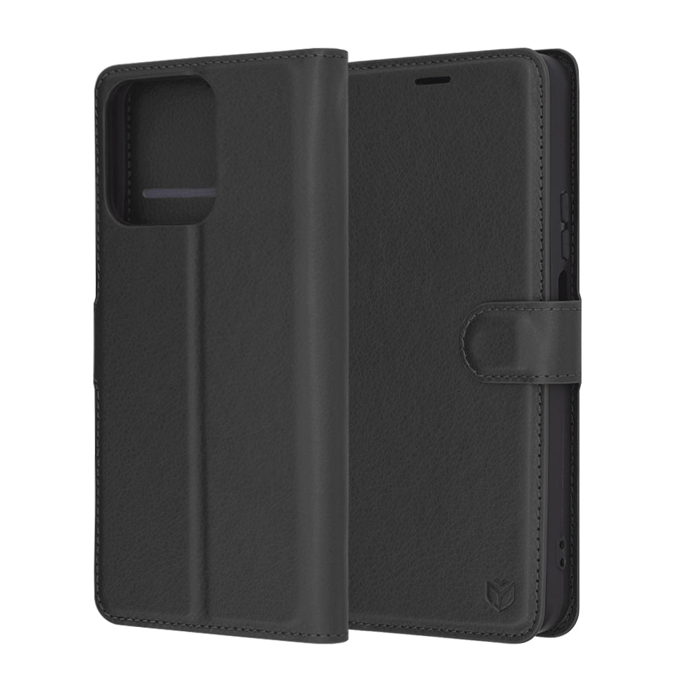 Ovitek za Honor X7c / 200 Smart, Techsuit, usnjeni folio, črn