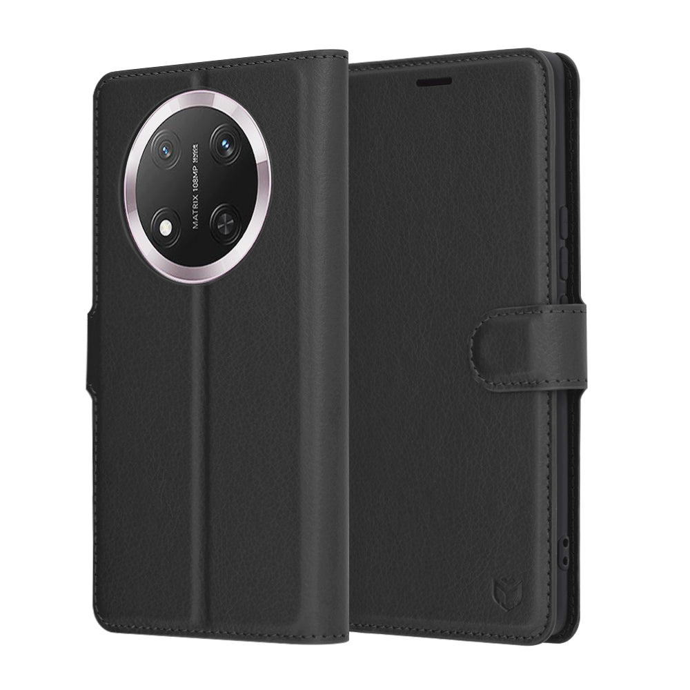 Ovitek za Honor X9c / Magic7 Lite, Techsuit, usnjen folio, črn