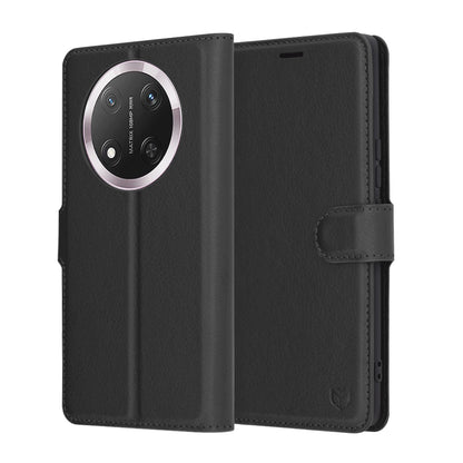Ovitek za Honor X9c / Magic7 Lite, Techsuit, usnjen folio, črn