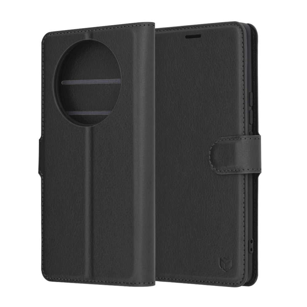 Ovitek za Honor X9c / Magic7 Lite, Techsuit, usnjen folio, črn