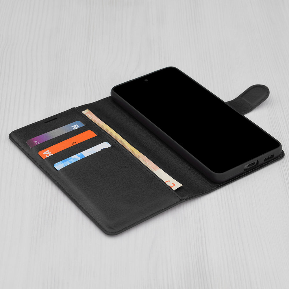 Ovitek za Honor X9c / Magic7 Lite, Techsuit, usnjen folio, črn