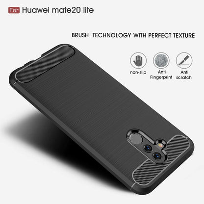 Ovitek za Huawei Mate 20 Lite, Techsuit, Karbon, Črn