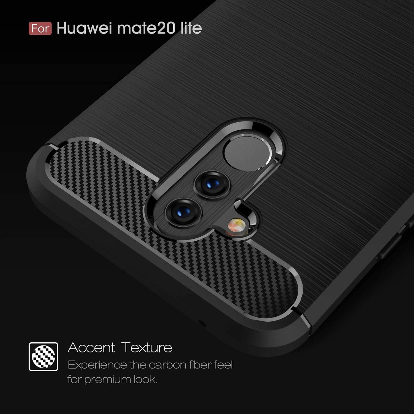 Ovitek za Huawei Mate 20 Lite, Techsuit, Karbon, Črn