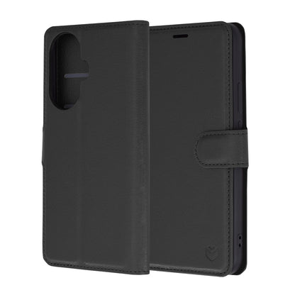 Ovitek za Huawei nova 12s / nova 11, Techsuit, usnjeni folio, črn