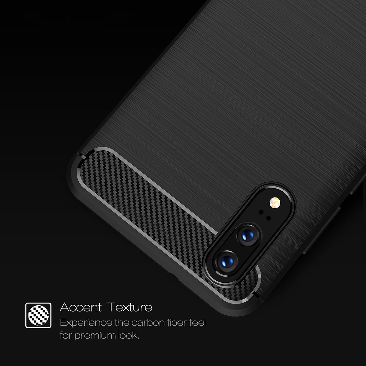 Case for Huawei P20, Techsuit, Carbon, Black
